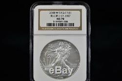2008 W American Silver Eagle Ngc Ms70 Reverse Of 2007 Brown Label