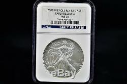 2008 W American Silver Eagle Ngc Ms70 Reverse Of 2007 Early Releases Label