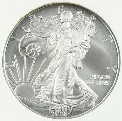 2008-W American Silver Eagle Rev Of 07 NGC MS70 Blue Eagle Label Early Releases