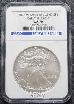 2008 W American Silver Eagle Reverse 2007 Rev of 07 NGC MS70 NSS