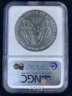2008 W American Silver Eagle S$1 Reverse of 2007 NGC MS 70