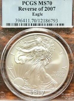 2008-W PCGS MS70 Burnished Reverse of 2007 $1 Silver American Eagle