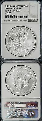 2008 W REVERSE OF 2007 SILVER AMERICAN EAGLE NGC MS70 #4211265-009