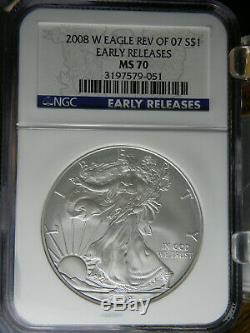 2008 W Rev Of 07 Ngc Ms 70 Early Release American Silver Eagle Pristine