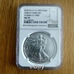 2008-W Reverse of 07 NGC MS 70 American Silver Eagle Reverse