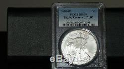2008-W Reverse of 2007 American Silver Eagle PCGS MS69 holder cracked