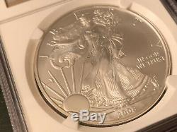 2008 W Reverse of 2007 American Silver Eagle S$1 NGC MS70 $1 1oz 999