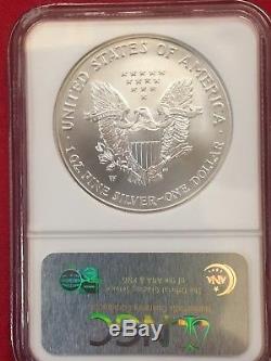 2008 W Reverse of 2007 Burnished Silver American Eagle NGC MS70