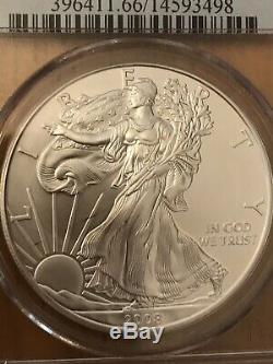 2008-W Silver American Eagle Reverse of 2007 PCGS-MS66