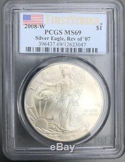2008-W Silver American Eagle Reverse of 2007 PCGS MS69 First Strike, toned