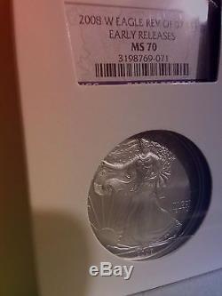 2008 w Burnished American Silver Eagle Rev. 07 NGC ms70 EARLY RELEASE