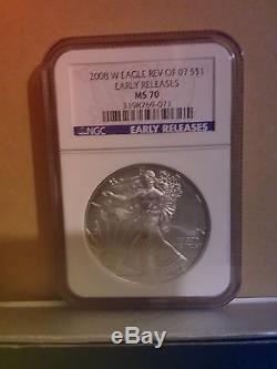 2008 w Burnished American Silver Eagle Rev. 07 NGC ms70 EARLY RELEASE