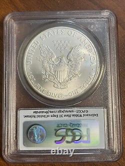 2009 AMERICAN SILVER EAGLE PCGS MS70 DOLLAR FIRST STRIKE with minor Toning