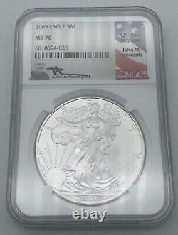 2009 American Silver Eagle Mercanti Hand Signed Flag Ngc Ms70