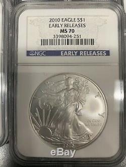 2010 $1 American Silver Eagle NGC MS70 Early Releases Box Of 20 Pcs