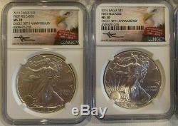2010 2018 NGC MS70 American Silver Eagle Coin Set - Lot of 12