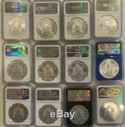 2010 2018 NGC MS70 American Silver Eagle Coin Set - Lot of 12