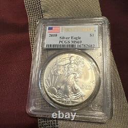 2010 American Silver Eagle $1 Coin PCGS Certified MS-69 First Strike. 999