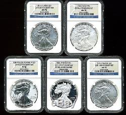 2011 $1 Silver American Eagle MS70/PF70/PF70 UC NGC 25th Anniversary 5-Coin Set