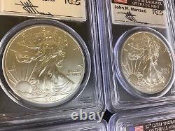 2011-2014 W American Silver Eagle PCGS MS70 John Mercanti Signed (LOT OF 4!)