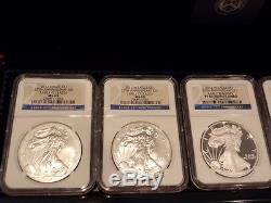 2011 25th Anniversary American Eagle Silver Coin Set Ngc Ms/pf69 Er -with Ogp