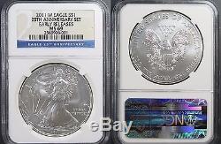 2011 25th Anniversary American Eagle Silver Coin Set Ngc Ms/pf69 Er -with Ogp
