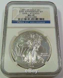 2011 25th Anniversary 5 Coin SET NGC PF MS 69 Silver American Eagle US #10326XK