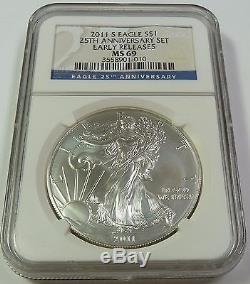 2011 25th Anniversary 5 Coin SET NGC PF MS 69 Silver American Eagle US #10326XK