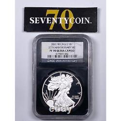 2011 25th Anniversary American Silver Eagle 5 Coin Set Ngc Ms70/pf70 Ultra Cameo