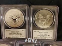 2011 American Eagle 25th Anniversary 5 Coin Set 1st Strike Mercanti MS/PF 70