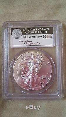2011 American Eagle 25th Anniversary Mercanti signed PCGS MS70/PR70 First Strike