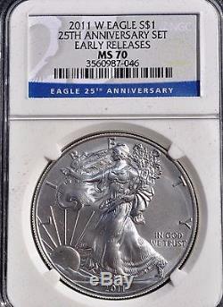 2011 American Eagle 25th Anniversary Silver Coin Set NGC MS/PF 70