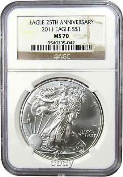 2011 American Eagle Dollar MS 70 NGC 1 oz. 999 Fine Silver $1 US Coin