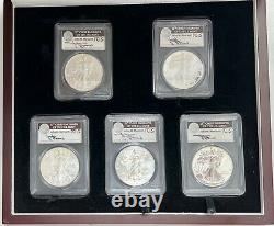 2011 American Silver Eagle 1oz. 999 PCGS MS 70 5-COIN LOT READ DESCRIPTION