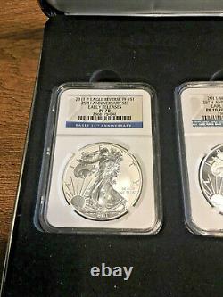 2011 American Silver Eagle 25TH Anniversary Set NGC MS70 PR70 withDisplay & OGP
