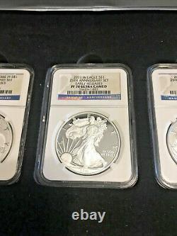 2011 American Silver Eagle 25TH Anniversary Set NGC MS70 PR70 withDisplay & OGP