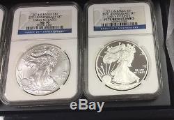2011 American Silver Eagle 25th Ann. 5-coin Set NGC PF70 & MS70 EARLY RELEASES