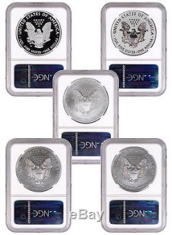 2011 American Silver Eagle 25th Ann. 5-coin Set NGC PF70 & MS70 ER SKU24531