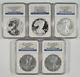 2011 American Silver Eagle 25th Anniversary 5 Coin Set NGC MS70 PF70 Reverse 70