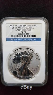 2011 American Silver Eagle 25th Anniversary 5-Coin Set NGC PF70/MS70 ER withOGP