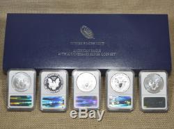 2011 American Silver Eagle 25th Anniversary 5-Coin Set PF70/MS70 NGC