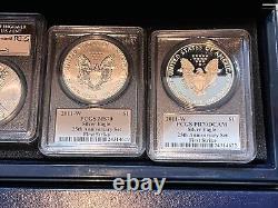 2011 American Silver Eagle 25th Anniversary 5 Coins! PCGS MS70 MERCANTI Signed