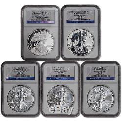 2011 American Silver Eagle 25th Anniversary 5-pc Set NGC MS70 PF70 Early Release