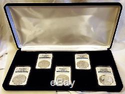 2011 American Silver Eagle 25th Anniversary 5 pc coin set NGC PF70 MS70