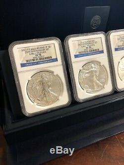 2011 American Silver Eagle 25th Anniversary Coin Set NGC MS70 PF70 OGP/COA