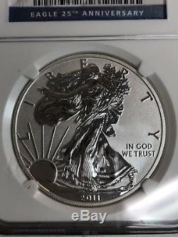 2011 American Silver Eagle 25th Anniversary Set NGC MS70 & PF70 Early Release