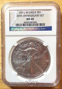 2011 American Silver Eagle 25th Anniversary Set NGC PF/MS 69 Early Releases