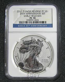 2011 American Silver Eagle 25th Anniversary Set NGC PF70 MS70 Early Releases