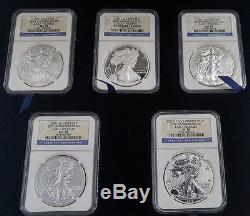 2011 American Silver Eagle 25th anniversary NGC PF/MS70 5 coin set with box & CoA