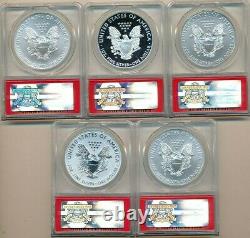 2011 American Silver Eagle 5 Coin Set-anacs 70 Grades/ms/pr/rev Pr/sp's! Free Sh